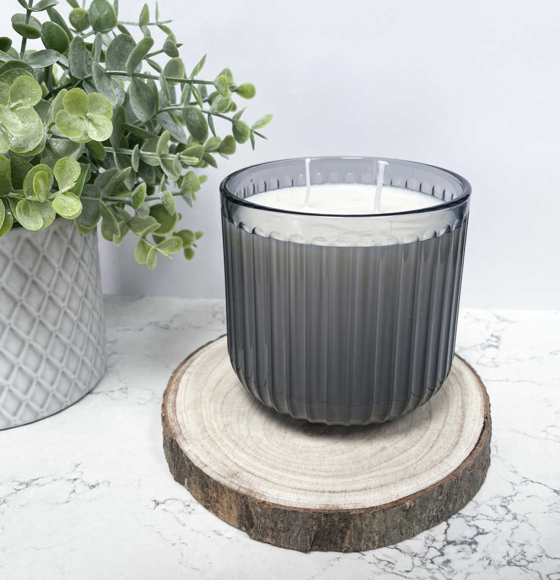 Large Textured Glass Candle 600ml